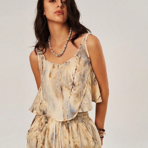 Multicolor Boho Womens TieDye Tank Top & Drawstring Waist Slant Pocket Pants Set - Picture 2 of 5